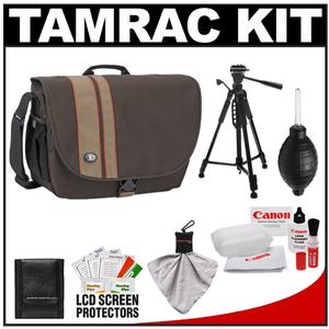 Tamrac 3447 Rally 7 Camera/Laptop Case (Brown/Tan) with Deluxe Photo/Video Tripod + Canon Cleaning Kit - Digital Cameras and Accessories - Hip Lens.com