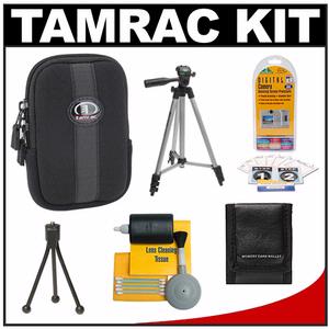 Tamrac 3812 Neoprene Neo's Digital Camera Case with LCD Protection Panel (Black) with Tripod + Cleaning Kit + Accessory Kit - Digital Cameras and Accessories - Hip Lens.com