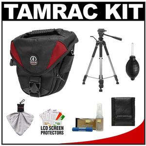 Tamrac 5514 Adventure Zoom 4 Digital SLR Camera Bag Holster Case (Red) with Deluxe Photo/Video Tripod + Nikon Cleaning Kit - Digital Cameras and Accessories - Hip Lens.com