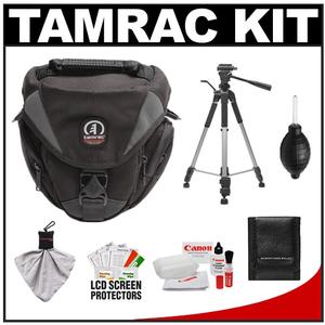 Tamrac 5515 Adventure Zoom 5 Digital SLR Camera Bag Holster Case (Gray) with Deluxe Photo/Video Tripod + Canon Cleaning Kit - Digital Cameras and Accessories - Hip Lens.com