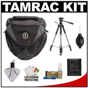 Tamrac 5515 Adventure Zoom 5 Digital SLR Camera Bag Holster Case (Gray) with Deluxe Photo/Video Tripod + Nikon Cleaning Kit - Digital Cameras and Accessories - Hip Lens.com