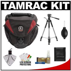 Tamrac 5515 Adventure Zoom 5 Digital SLR Camera Bag Holster Case (Red) with Deluxe Photo/Video Tripod + Nikon Cleaning Kit - Digital Cameras and Accessories - Hip Lens.com
