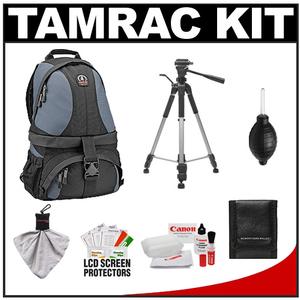 Tamrac 5547 Adventure 7 Digital SLR Backpack (Gray/Black) with Deluxe Photo/Video Tripod + Canon Cleaning Kit - Digital Cameras and Accessories - Hip Lens.com