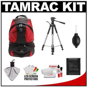 Tamrac 5547 Adventure 7 Digital SLR Backpack (Red/Black) with Deluxe Photo/Video Tripod + Canon Cleaning Kit - Digital Cameras and Accessories - Hip Lens.com