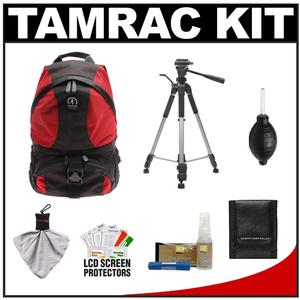 Tamrac 5547 Adventure 7 Digital SLR Backpack (Red/Black) with Deluxe Photo/Video Tripod + Nikon Cleaning Kit - Digital Cameras and Accessories - Hip Lens.com
