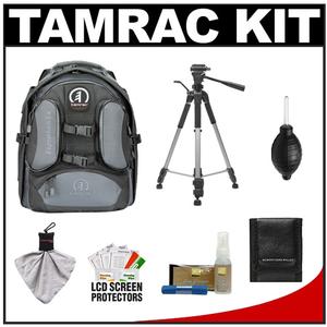 Tamrac 5585 Expedition 5x Digital SLR Photo Backpack (Gray/Black) with Deluxe Photo/Video Tripod + Nikon Cleaning Kit - Digital Cameras and Accessories - Hip Lens.com