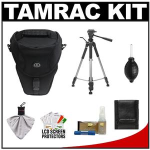 Tamrac 5630 Pro Digital SLR Zoom 10 Camera Holster Bag (Black) with Deluxe Photo/Video Tripod + Nikon Cleaning Kit - Digital Cameras and Accessories - Hip Lens.com