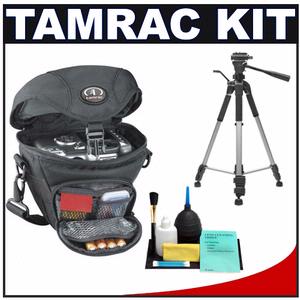 Tamrac 5683 Digital Zoom Camera Holster Bag (Black) with Deluxe Photo/Video Tripod + Accessory Kit - Digital Cameras and Accessories - Hip Lens.com