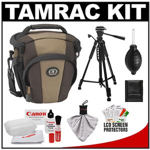 Tamrac 5714 Evolution Zoom 14 Digital SLR Camera Holster Case (Brown/Tan) with Photo/Video Tripod + Canon Cleaning Kit - Digital Cameras and Accessories - Hip Lens.com