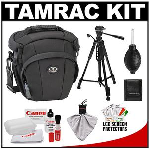 Tamrac 5716 Evolution Zoom 16 Digital SLR Camera Holster Case (Black) with Photo/Video Tripod + Canon Cleaning Kit - Digital Cameras and Accessories - Hip Lens.com