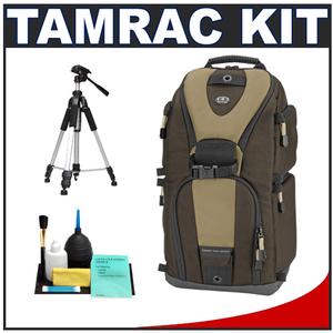Tamrac 5786 Evolution 6 Photo Digital SLR Camera Sling Backpack (Brown/Tan) with Deluxe Photo/Video Tripod + Accessory Kit - Digital Cameras and Accessories - Hip Lens.com