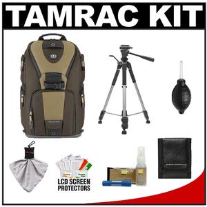 Tamrac 5788 Evolution 8 Photo Digital SLR Camera Sling Backpack (Brown/Tan) with Deluxe Photo/Video Tripod + Nikon Cleaning Kit - Digital Cameras and Accessories - Hip Lens.com