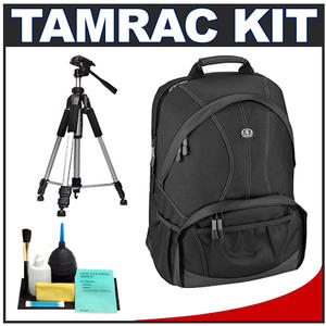 Tamrac 3380 Aero 80 Camera / Laptop Digital SLR Backpack (Black) with Deluxe Photo/Video Tripod + Accessory Kit - Digital Cameras and Accessories - Hip Lens.com