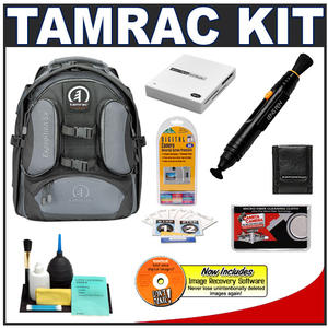 Tamrac 5585 Expedition 5x Digital SLR Photo Backpack (Gray/Black) with Reader + Cleaning Kit + LCD Protectors + Accessory Kit
