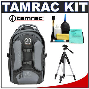 Tamrac 5587 Expedition 7x Photo/Laptop Digital SLR Backpack (Gray/Black) with Deluxe Photo/Video Tripod + Accessory Kit - Digital Cameras and Accessories - Hip Lens.com