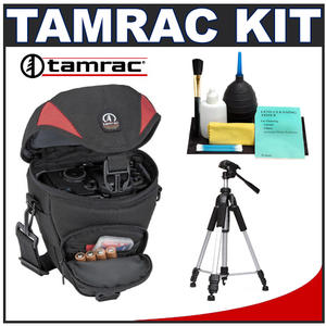 Tamrac 5514 Adventure Zoom 4 Digital SLR Camera Bag Holster Case (Red) with Deluxe Photo/Video Tripod + Accessory Kit - Digital Cameras and Accessories - Hip Lens.com