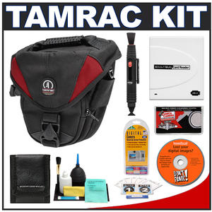Tamrac 5514 Adventure Zoom 4 Digital SLR Camera Bag Holster Case (Red) with Reader + Cleaning Kit + LCD Protectors + Accessory Kit - Digital Cameras and Accessories - Hip Lens.com
