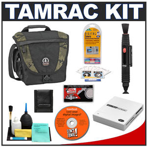 Tamrac 5533 Adventure 3 Digital SLR Messenger Bag (Black/Camo) with Reader + Cleaning Kit + LCD Protectors + Accessory Kit - Digital Cameras and Accessories - Hip Lens.com