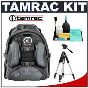Tamrac 5584 Expedition 4x Photo Digital SLR Camera Backpack (Gray/Black) with Deluxe Photo/Video Tripod + Accessory Kit - Digital Cameras and Accessories - Hip Lens.com