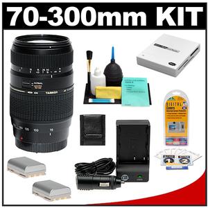 Tamron 70-300mm f/4-5.6 Di LD Macro 1:2 Zoom Lens (for Canon EOS Cameras) With (2) NB-2LH Batteries & Charger + Card Reader + Accessory Kit - Digital Cameras and Accessories - Hip Lens.com