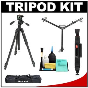 Tiffen Vista Attaras 63" Digital Photo/Video Tripod with 3-Way Panhead & Case with W3 Universal Dolly + Lenspen + Accessory Kit - Digital Cameras and Accessories - Hip Lens.com