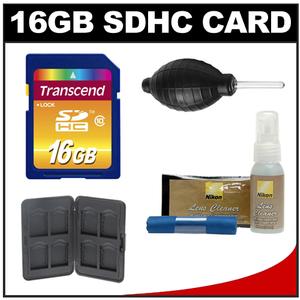 Transcend 16GB HC SecureDigital Class 10 (SDHC) Ultimate Ultra-High-Speed Card with Memory Card Case + Nikon Cleaning Kit - Digital Cameras and Accessories - Hip Lens.com