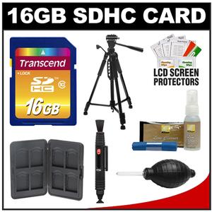 Transcend 16GB HC SecureDigital Class 10 (SDHC) Ultimate Ultra-High-Speed Card with Memory Card Case + Tripod + Nikon Cleaning Kit - Digital Cameras and Accessories - Hip Lens.com