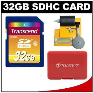 Transcend 32GB HC SecureDigital Class 10 (SDHC) Ultimate Ultra-High-Speed Card with Memory Card Case + Cleaning Kit