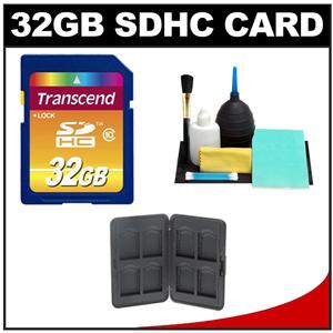 Transcend 32GB HC SecureDigital Class 10 (SDHC) Ultimate Ultra-High-Speed Card with Memory Card Case + Cleaning Kit - Digital Cameras and Accessories - Hip Lens.com