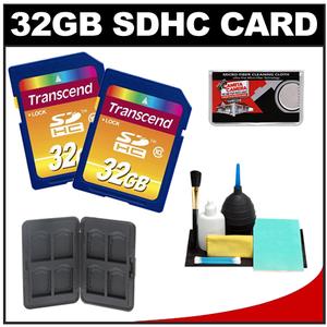 Transcend 32GB HC SecureDigital Class 10 (SDHC) Ultimate Ultra-High-Speed Card (2 PACK) with Memory Card Case + Cleaning Kit - Digital Cameras and Accessories - Hip Lens.com