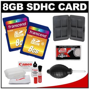 Transcend 8GB HC SecureDigital Class 10 (SDHC) Ultimate Ultra-High-Speed Card (2 PACK) with Memory Card Case + Canon Cleaning Kit - Digital Cameras and Accessories - Hip Lens.com