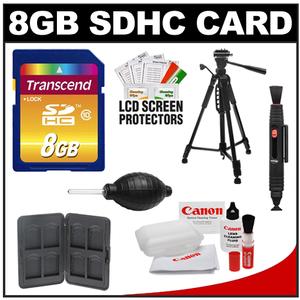 Transcend 8GB HC SecureDigital Class 10 (SDHC) Ultimate Ultra-High-Speed Card with Memory Card Case + Tripod + Canon Cleaning Kit - Digital Cameras and Accessories - Hip Lens.com