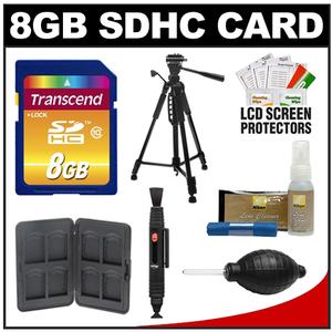 Transcend 8GB HC SecureDigital Class 10 (SDHC) Ultimate Ultra-High-Speed Card with Memory Card Case + Tripod + Nikon Cleaning Kit - Digital Cameras and Accessories - Hip Lens.com