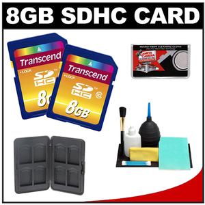 Transcend 8GB HC SecureDigital Class 10 (SDHC) Ultimate Ultra-High-Speed Card (2 PACK) with Memory Card Case + Cleaning Kit - Digital Cameras and Accessories - Hip Lens.com