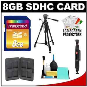 Transcend 8GB HC SecureDigital Class 10 (SDHC) Ultimate Ultra-High-Speed Card with Memory Card Case + Tripod + Cleaning Kit - Digital Cameras and Accessories - Hip Lens.com