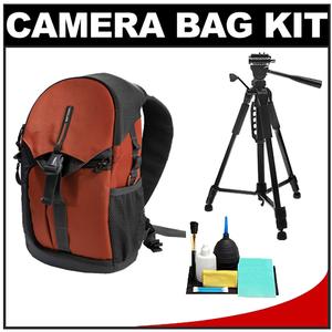 Vanguard BIIN 47 Digital SLR Camera Sling Backpack Case (Orange) with Deluxe Photo/Video Tripod + Accessory Kit - Digital Cameras and Accessories - Hip Lens.com
