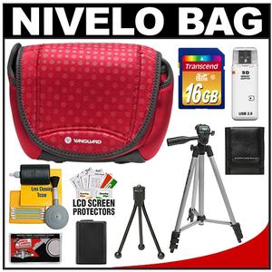 Vanguard Nivelo 15 Mirrorless Interchangeable Lens Digital Camera Case (Red) with NP-FW50 Battery + 16GB SD Card + Tripod + Accessory Kit - Digital Cameras and Accessories - Hip Lens.com