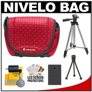 Vanguard Nivelo 15 Mirrorless Interchangeable Lens Digital Camera Case (Red) with BLS-1/BLS-5 Battery + Tripod + Accessory Kit - Digital Cameras and Accessories - Hip Lens.com