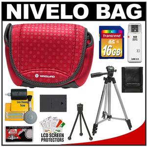 Vanguard Nivelo 15 Mirrorless Interchangeable Lens Digital Camera Case (Red) with BLS-1/BLS-5 Battery + 16GB SD Card + Tripod + Accessory Kit - Digital Cameras and Accessories - Hip Lens.com