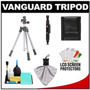 Vanguard Nivelo 204SL Aluminum Alloy Tripod with Case (Silver) with Cleaning & Accessory Kit - Digital Cameras and Accessories - Hip Lens.com