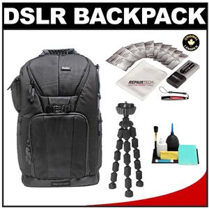 Vivitar Series One Digital SLR Camera/Laptop Sling Backpack - Large (Black) Holds Most 17'" Laptops with 10" Spider Tripod + Camera & Laptop Cleaning  - Digital Cameras and Accessories - Hip Lens.com