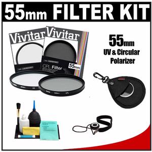 Vivitar 55mm (UV + Circular Polarizer) Glass Filter with Filter Case + CapKeeper + Lens Cleaning Kit - Digital Cameras and Accessories - Hip Lens.com