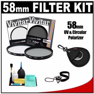 Vivitar 58mm (UV + Circular Polarizer) Glass Filter with Filter Case + CapKeeper + Lens Cleaning Kit - Digital Cameras and Accessories - Hip Lens.com