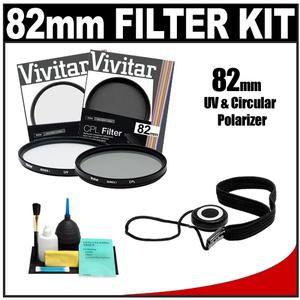 Vivitar 82mm (UV + Circular Polarizer) Glass Filter with CapKeeper + Lens Cleaning Kit - Digital Cameras and Accessories - Hip Lens.com