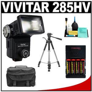 Vivitar 285 HV Zoom Thyristor Auto Electronic Flash with (4) AA Batteries & Charger + Case + Tripod + Accessory Kit - Digital Cameras and Accessories - Hip Lens.com