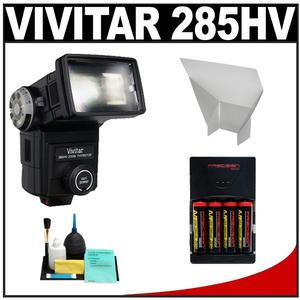 Vivitar 285 HV Zoom Thyristor Auto Electronic Flash with (4) AA Batteries & Charger + Bounce Reflector + Accessory Kit - Digital Cameras and Accessories - Hip Lens.com