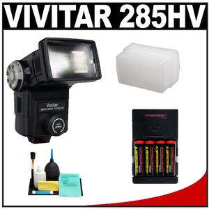 Vivitar 285 HV Zoom Thyristor Auto Electronic Flash with (4) AA Batteries & Charger + Flash Diffuser + Accessory Kit - Digital Cameras and Accessories - Hip Lens.com