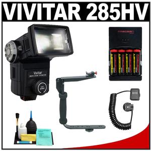 Vivitar 285 HV Zoom Thyristor Auto Electronic Flash with (4) AA Batteries & Charger + Bracket + Accessory Kit - Digital Cameras and Accessories - Hip Lens.com
