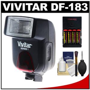 Vivitar Series 1 DF-183 Bounce Head AF Flash (for Canon EOS E-TTL) with (4) AA Batteries + Charger + Cleaning Kit - Digital Cameras and Accessories - Hip Lens.com