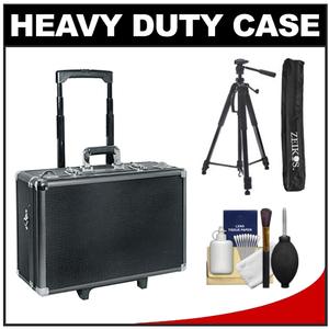 Zeikos Professional Heavy Duty Hard Aluminum Case with Wheels with Tripod + Cleaning Kit - Digital Cameras and Accessories - Hip Lens.com